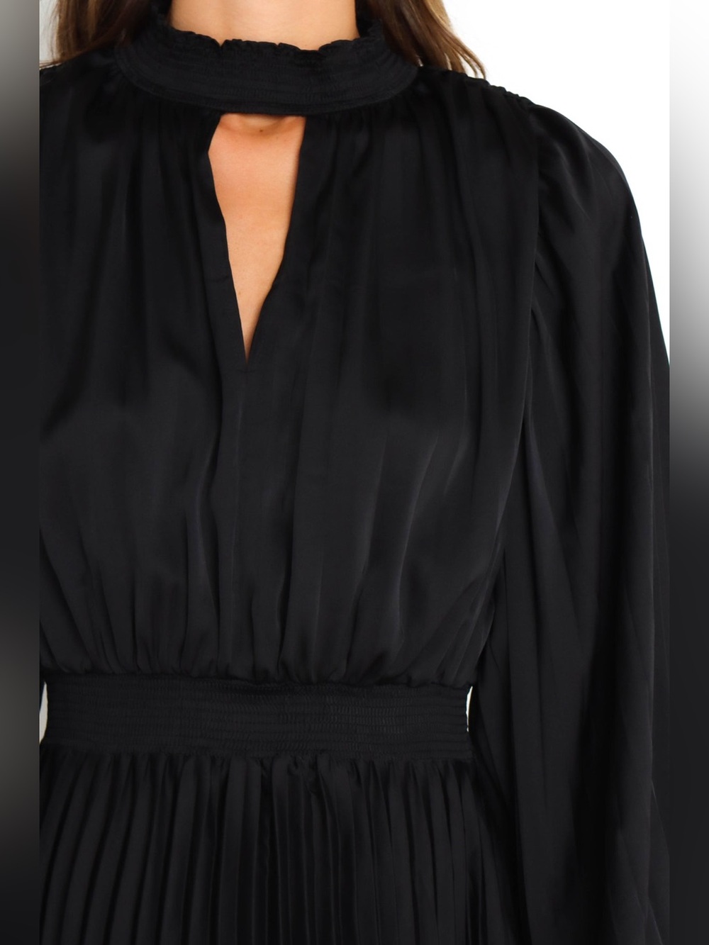 NEW Petal & Pup Eloise Black Pleated Satin Maxi Dress Wedding Guest Formal - Picture 11 of 11